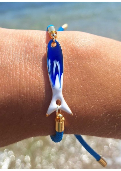 Altın Uçlu Mavi Balık Şans Bilekliği indirimleri