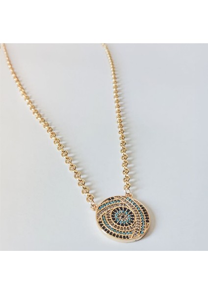 Mavi Taşlı Göznakışı Figürlü Kadın Çelik Kolye modelleri