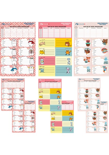 Renkli Ders Programlı Okul Etiketi Seti 9 Sayfa 81 Etiket