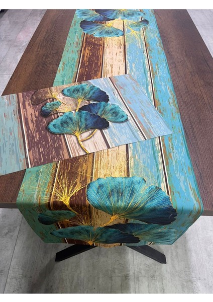 3 Boyutlu Desenli Runner Örtüsü ve Amerikan Servisi 40 x 140 - 4 Adet