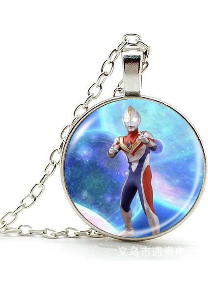 Anime Ultraman Zaman Mücevher Alaşımlı Kolye Kolye Avrupa ve Amerikan Retro Kazak Zinciri Çocuk Hediyesi (Yurt Dışından)