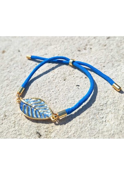 Altın Mavi Yaprak Bileklik