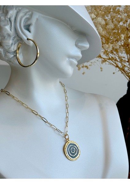 Kadın Siyah Spiral Formlu Çelik Ataç Zincir Kolye modelleri
