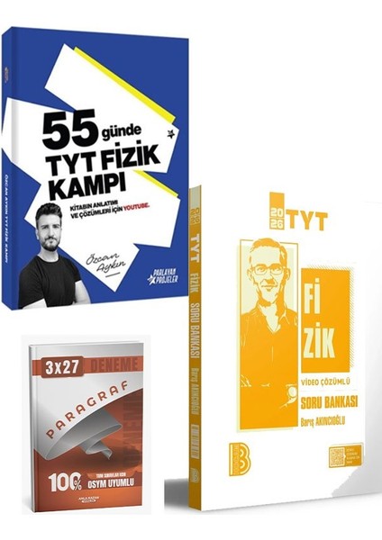 Özcan Aykın 2026 55 Günde Tyt Fizik Kampı+Benimhocam 2026 Yks Tyt Fizik Soru Bankası Çözümlü+Anla Kazan Paragraf