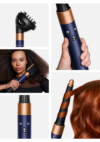 Airwrap I.d.™ Saç Şekillendirme ve Kurutma Seti - Kıvırcık+Bukleli (Prusya Mavisi/parlak Bakır)