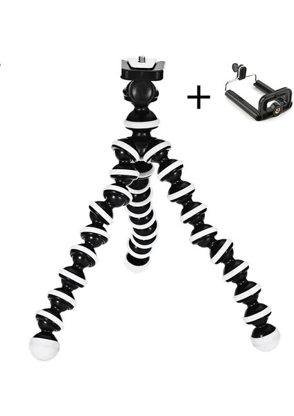 Taşınabilir Sünger Telefon Stand Tripod Ahtapot Tutucu Mini Akıllı Telefon Klibi Iphone Için Esnek Canlı Tripod Uzak Deklanşör Rengi: Siyah Beyaz (Yurt Dışından)