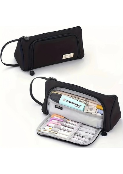 Büyük Kapasiteli Kalem Çantası, Okul Kalem Kasası Malzemeleri, Kırtasiye Depolama Çantası, Basit Renk, Taşıması Kolay, Yetişkin Öğrenciler Uygulanabilir 。color: Soluk Pembe (Yurt Dışından)