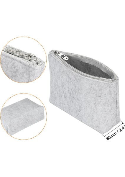 1 Adet Taşınabilir Keçe Kurşun Kalem Kılıfı Büyük Kapasite Kozmetik Çanta Kalem Çantası Okul Ofis Malzemeleri Kırtasiye Depolama Alanı Fermuar Porçesi: Koyu Gri (Yurt Dışından)