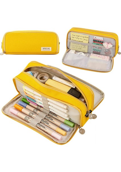 Büyük Kapasiteli Kalem Kılıfı Sevimli Kalem Kılıfı Öğrenci Kalıtım Kılıfı Malzemeleri Kırtasiye Kalıtım Kılıfı Kalem Kılıfı Renk: Sarı (Yurt Dışından)