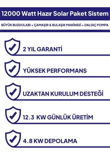 12 Kw 12000 Watt Güneş Enerjisi Hazır Solar Paketi - Half Cut Güneş Panelli modelleri