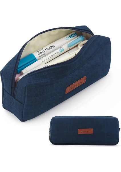 Küçük Kalem Kılıfı Pencil Koşusu Sevimli Estetik Pencil Koşusu Organizatör Okul Malzemeleri Madeni Poza Kozalı Kozmetik Çanta Renk: Lacivert (Yurt Dışından)