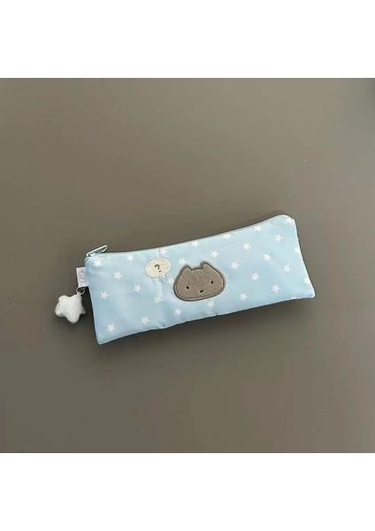 Sevimli Yıldızlı Yeşil Peluş Kalem Kılıfı Büyük Kapasiteli Tuval Kırtasiye Organizatörü Okul Ofis Malzemeleri Için Karikatür Tasarımı: Mavi (Yurt Dışından)