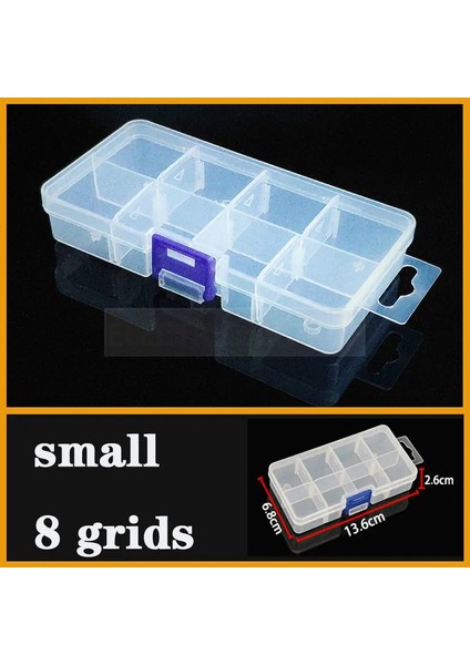 Şeffaf Plastik Kutu Vidalı Bölme Kutusu Takı Küpe Kılıf Kılıfı Konteyner Temiz Terminal Organizatör Araç Saklama Kutuları Renk: 8-GRID-133.6X6.8X2.8 (Yurt Dışından)