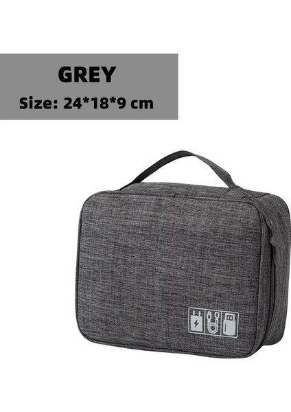 Kablo Depolama Çantası Su Geçirmez Dijital Organizatör Taşınabilir USB Veri Hattı Şarj Cihazı Fiş Depolama Çantası Seyahat Kablosu Organizatör Boyutu: M/renk: Gri (Yurt Dışından)