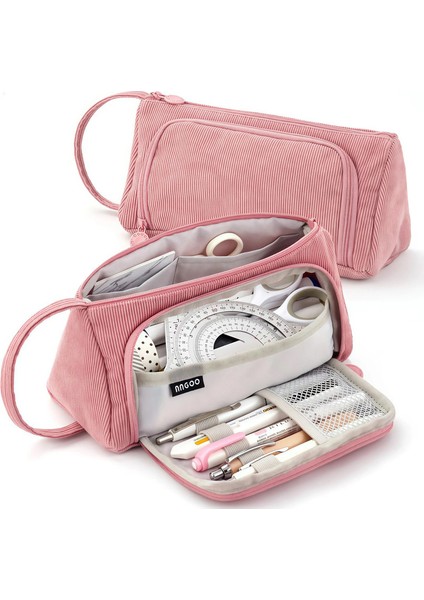 Büyük Kapasiteli Üçgen Kalem Kılıfı, Çok Fonksiyonlu Kalem Çantası, Taşınabilir ve Dalı Tasarım, Öğrenciler Için Uygun Yetişkinler Renk: Koyu Pembe (Yurt Dışından)