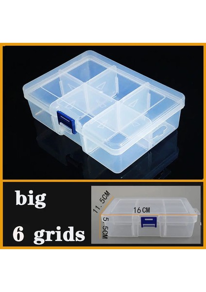 Şeffaf Plastik Kutu Vidalı Bölme Kutusu Takı Küpe Kılıf Kılıfı Konteyner Temiz Terminal Organizatör Araç Saklama Kutuları Renk: 6-GRID-16X11.8X5.5 (Yurt Dışından)