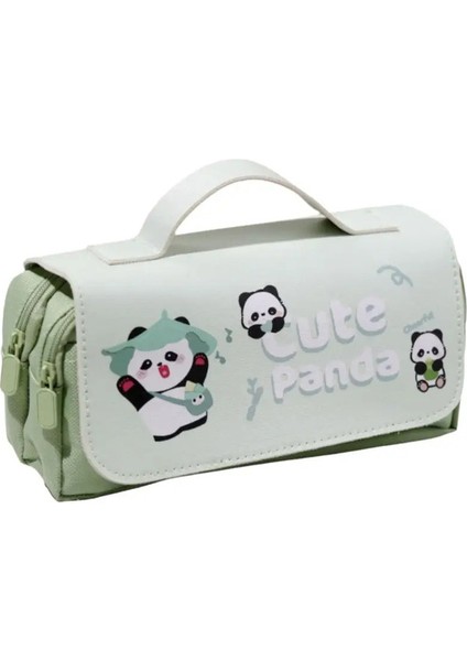 Bunny Flip Capya Kalem Torbası Piggy Büyük Kapasiteli Tavşan Kırtasiye Çantası Taşınabilir Çok Fonksiyonel Karikatür Panda Kalem Kutusu: Panda (Yurt Dışından)