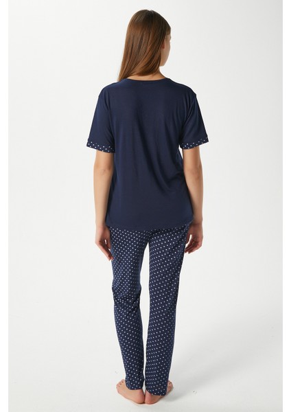 Kadın Always Viskon Bisiklet Yaka Kısa Kol Lacivert Alt Üst Pijama Takımı indirimleri