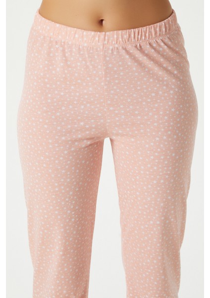 Kadın Magic Viskon Bisiklet Yaka Kısa Kol Somon Alt Üst Pijama Takımı