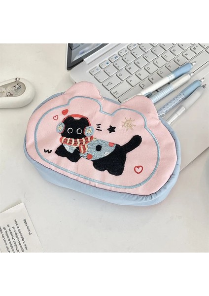 Sevimli Köpek Kalemi Çantası Büyük Kapasiteli Öğrenci Kalem Kasası Para Cüzdanı Kırtasiye Depolama Bagcolor: Kulaklık Kedisi (Yurt Dışından)