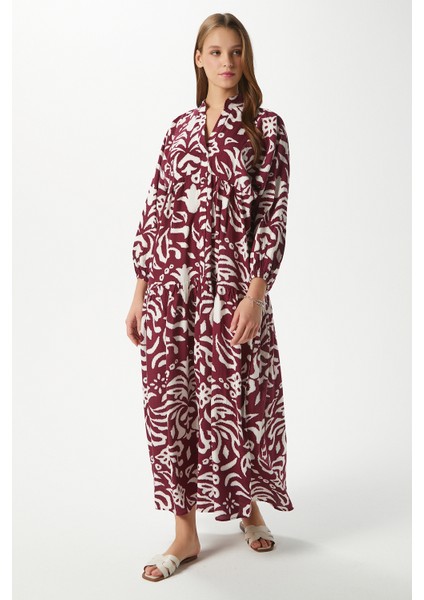 Prive Kadın Showy Bordo %100 Viskon Maksi Boy Elbise fiyatları