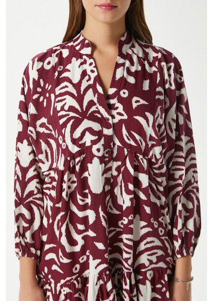 Prive Kadın Showy Bordo %100 Viskon Maksi Boy Elbise modelleri