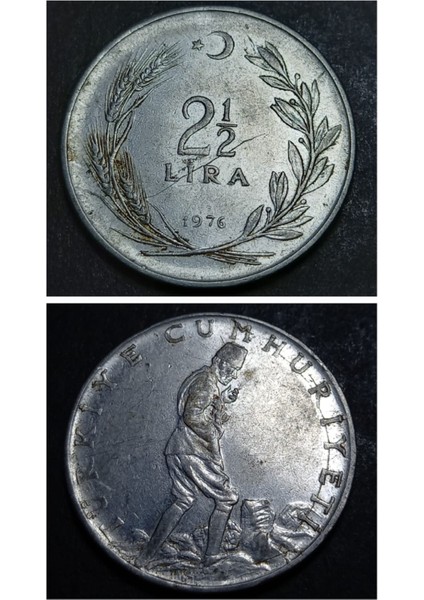 3996368800739CB33C 1976 Akmonital 2½lira Pres Farklı Ççt+ Eski Madeni Para