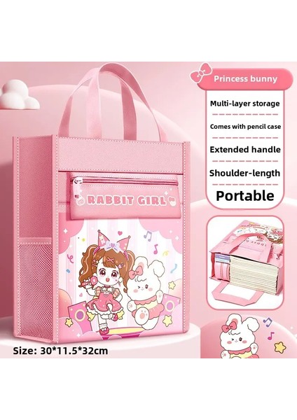 Yüksek Kaliteli Büyük Kapasiteli Tote Okul Çantası Capya Canvas A4 Dosya Çantası Beş Katmanlı Sanat Depolama Çantası Öğrenme Malzemeleri Görevli: Prenses (Yurt Dışından)