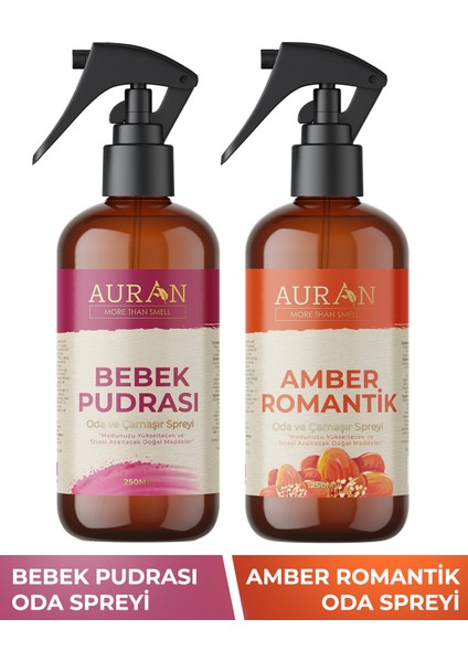 Bebek Pudrası Ve Amber Romantik Oda Ve Çamaşır Spreyi Oda Kokusu Oda Spreyi 2'li Set 250ml