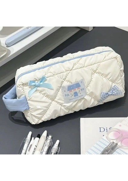 Yeni Tuval Sevimli Işlemeli Çanta Bowknot Kare Şekil Kozmetik Çantası Güzel Baskı Kalem Kutusu Renk: 08 (Yurt Dışından)