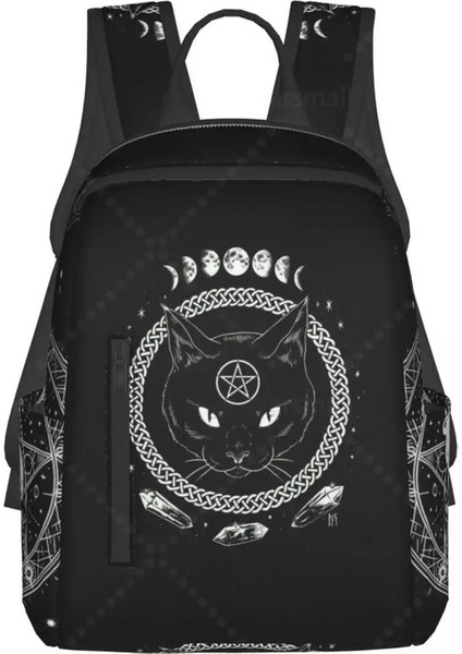 Siyah Deli Cat Moontravel Backpack College Kitap Çantası Erkekler Için Kadınlar Hafif Kırışın Dış Hava Spor Yürüyüşü Renk Için Çantalar: 2/boyut: 14.7X10X5INCH (Yurt Dışından)
