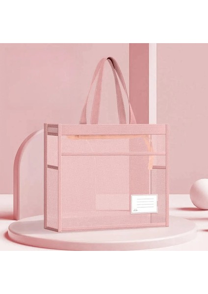 Hamam Öğrencileri Kitap Çantası Taşıma Büyük Kapasiteli Çanta Örgü Çantası Naylon Netting Tote Çanta Çizim Çizim Tahta Depolama Çantası Renk: Pembe (Yurt Dışından)