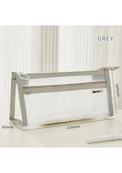 Şeffaf Örgü Kalem Torbası Kalem Kasası Çift Katmanlı Gazlı Bez Depolama Torbası Kırtasiye Ofis Okulu A7453COLOR: Pembe (Yurt Dışından)