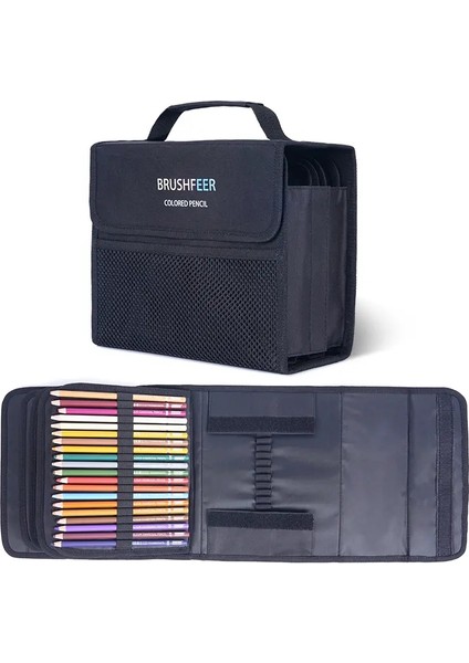 Yüksek Kaliteli 200 Delikli El Tipi Kalem Kasası Renkli Eskiz Kalemler Kırtasiye Sanatçılar ve Öğrenciler Için Depolama Çantası: 200 Delik Siyah (Yurt Dışından)