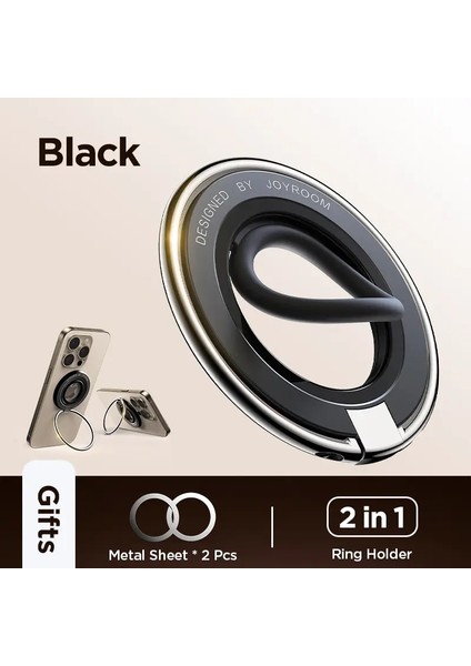Joyroom Renkli Yüzük Telefon Tutucu Manyetik Kickstand Silikon Yüzük Manyetik Telefon Kavrama Tutucu Iphone 16 15 14 13 12 Renk: Siyah (Yurt Dışından)