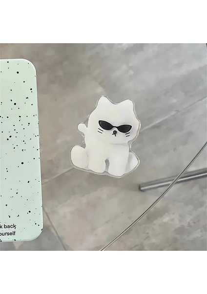 Karikatür Sevimli Beyaz Güneş Gözlüğü Kedi Stand Stand Tok Griptok Tutucu Yüzüğü Iphone 15 Kız Telefon Accessorialscolor Için Parlak Parmak Braketi: Pt-01 (Yurt Dışından)
