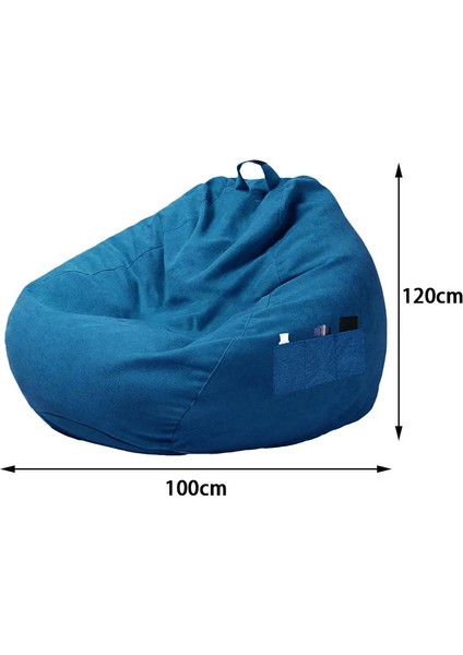 Tembel Koltuk Sandalye Kanepe Büyük Fasulye Torbası Kanepe Yumuşak Kaık Nefes Alabilen Yetişkin Çocuk Tatami Oturma Odası Dolgu Renksiz Dekoratif: Kraliyet Mavisi 100X120CM (Yurt Dışından)