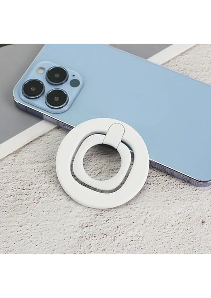 Manyetik Telefon Yüzüğü Tutucu Mıknatıs Standını Iphone 12 13 14 15 Serisi Magsafe Çıkarılabilir Cep Telefonu Metal Kavrama Kickstand Renk: Beyaz (Yurt Dışından)