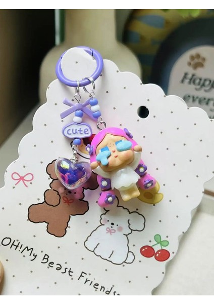 Yeni Kawaii Crybaby Keychain Kolye Sırt Çantası Dekorasyon Karikatür Araba Araba Anahtar Ofis Sınıf Süsleme Çocuk Günü Hediye Renk: D (Yurt Dışından)