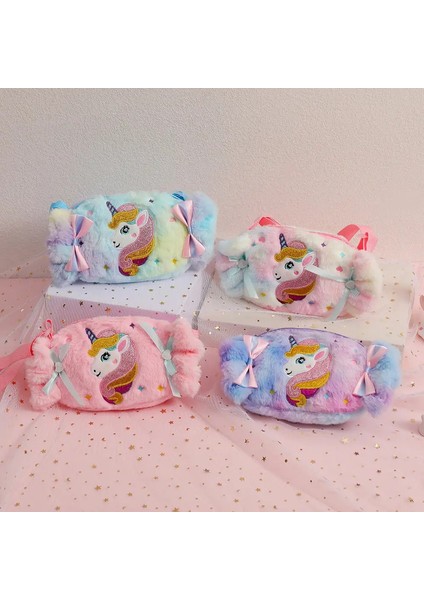 Kawaii Renkli Şeker Crossbody Çanta Kız Karikatür Tek Boynuzlu At Omuz Çantası Çocuk Para Cüzdanı Doğum Günü Partisi Hediyesi: Mor (Yurt Dışından)