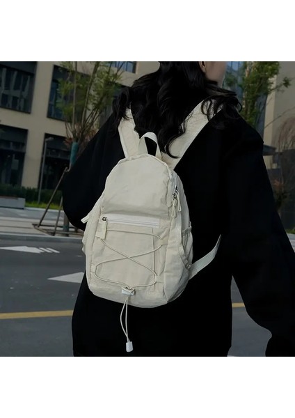 Unisex Açık Sırt Çantası, Drawstring Mini Gündelik Çanta Hafif Çok Yönlü Yürüyüş Çantası Moda Erkekler ve Kadınlar Küçük Sırt Çantası Renkleri: Beyaz Seyahat (Yurt Dışından)