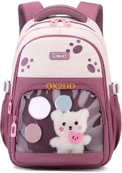 QX2D Kızlar Şeffaf Sırt Çantası Oxford Kumaş Okul Çantası Rahat Strtap Renk: Gül Kırmızısı (Yurt Dışından)