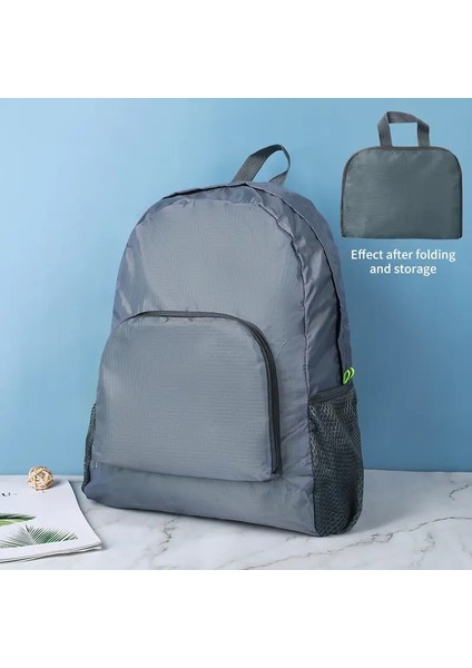 Açık Backpack Leisure Büyük Kapasiteli Hafif Su Geçirmez Katlanabilir Sırt Çantası Açık Seyahat Kitap Çantası Renk: Gri (Yurt Dışından)