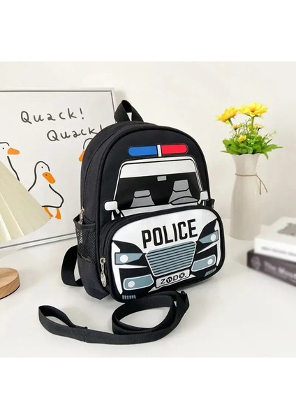 Çocuk Moda Küçük Polis Araba Okul Çantası Erkek Kızlar Traend Backpack Anaokulu Atıştırmalık: R (Yurt Dışından)