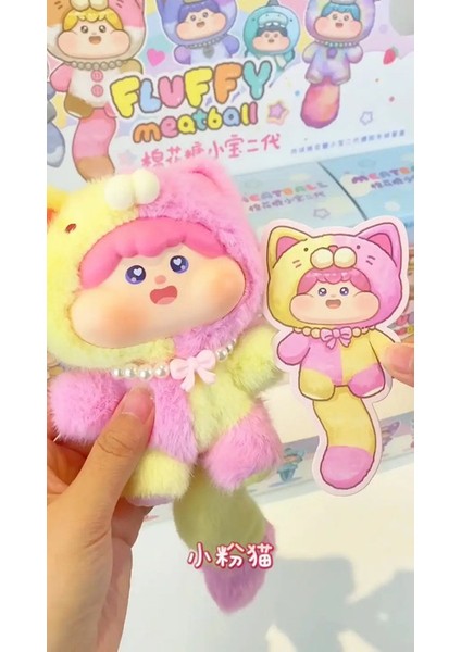 Kaık Köfte V2 Serisi Kutu Vinil Yüz Bebek Peluş Li Kutu Eylem Figürü Sürpriz Kutu Çantası Kolye Süslü Hediye Oyuncakları Renk: Pembe Kedi (Yurt Dışından)