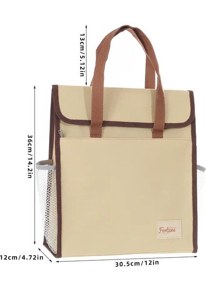 Ekstra Büyük A4 Canvas Çalışma Tote Çantası - Gençler Orta/lise Öğrencileri Için El Taşınağı Kitap Taşıyıcı Renk: Bej (Yurt Dışından)