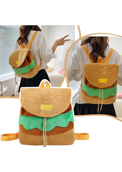 Sevimli Hamburger Peluş Peluş Backpack Yumuşak Karikatür Burger Peluş Para Çantası Kız Anaokulu Okul Kitap Çantası Çocuklar Paket Rolor: A/boyut: Tek Beden (Yurt Dışından)