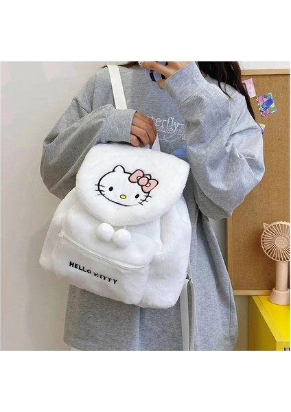 Sanrio Kuromi Melody Karikatür Sevimli Puppy Peluş Peluş Sırt Çantası Kadınlar Günlük Kapasite Büyük Kapasite Sevimli Kawaii Karikatür Okul Çantası Mochila Renk: Kt (Yurt Dışından)