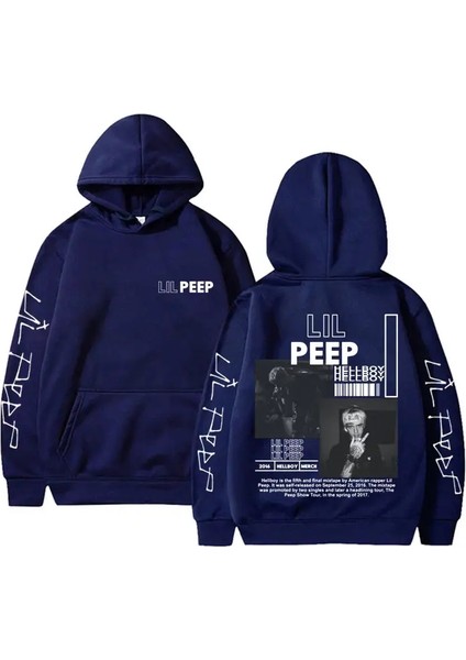 Rapçi Lil Peep Cehennem Boy Crybaby Hoodie Erkekler Hip Hop Moda Büyük Boyutlu Kapüşonlu Sweatshirt Erkek Sıradan Polar Pamuk Retro Külot Renk: Lacivert/boyut: S (Yurt Dışından)