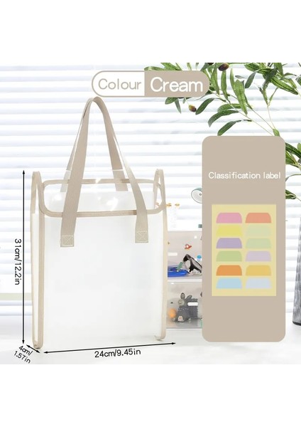 Taze Basit 13LAYERS Büyük Kapasiteli Kalınlaştırılmış Belge Eğitim Çantası Şeffaf Su Geçirmez Seyahat Öğrencileri Depolama Araçları Renk: Bej (Yurt Dışından)